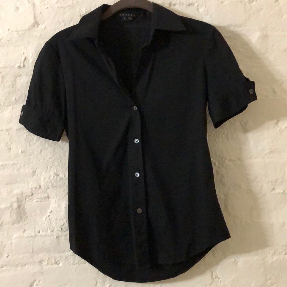 Black short sleeve button down